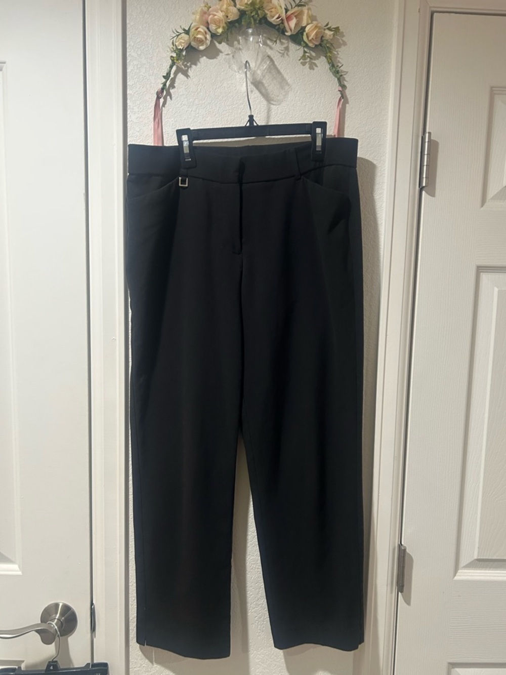 Prophecy Classic Black Straight-Leg Dress Pants 7/8 Length